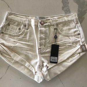 One Teaspoon White Beauty Bandits Denim Shorts | Size 26
